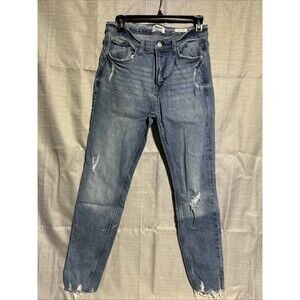 Kensie The Ultimate High Rise Skinny Frayed Blue Jeans Women's 28 waist grunge‎
